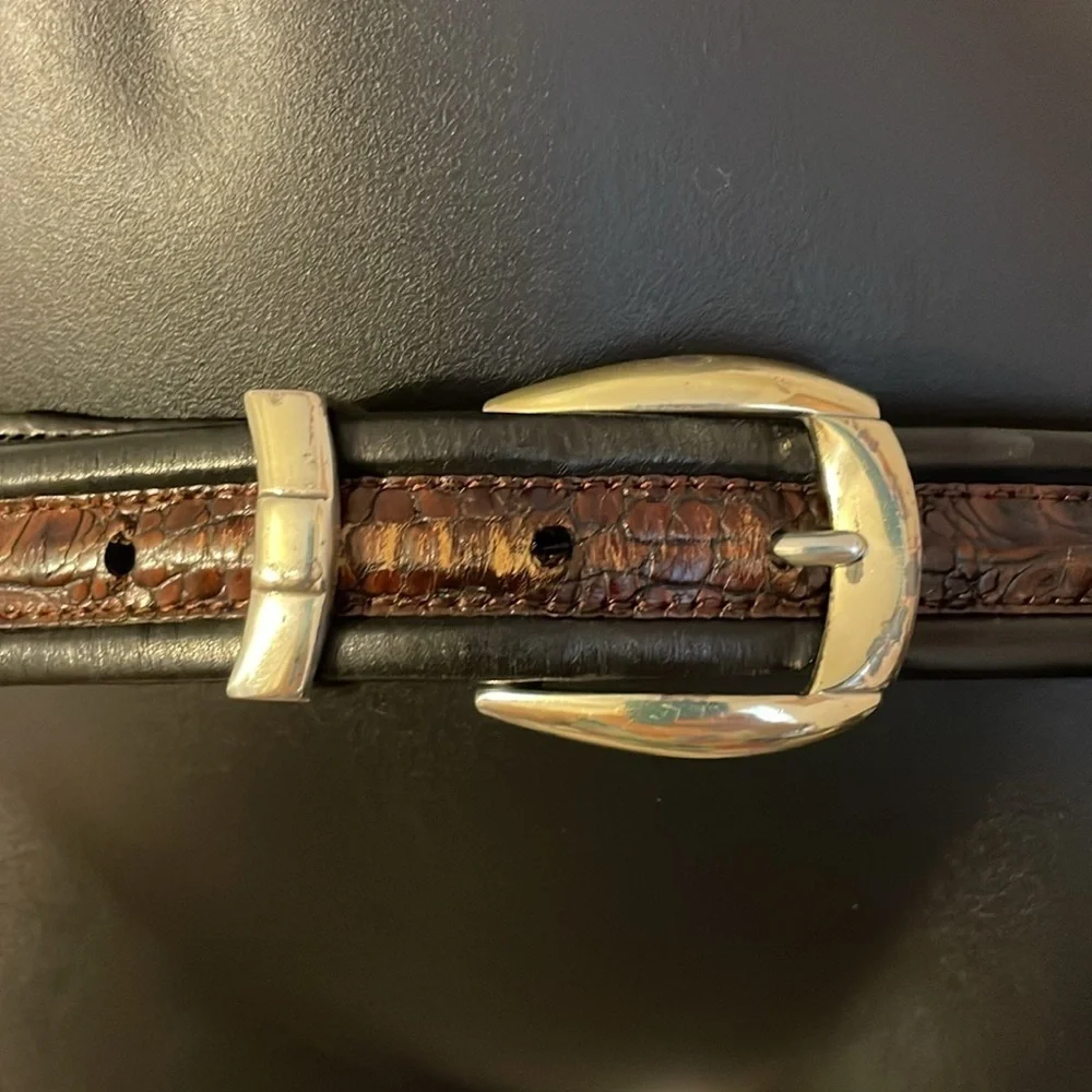 Brighton Leather Black with Brown Inlay design Reptile  size 36